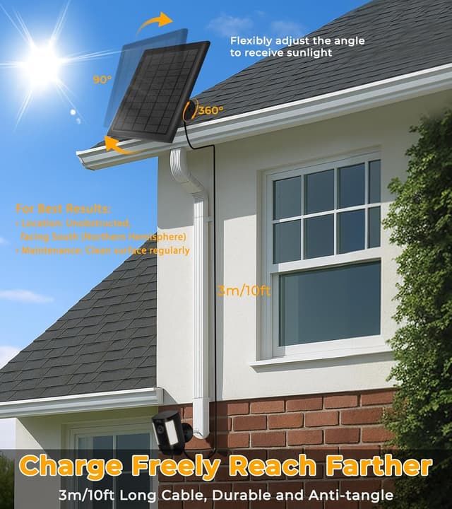 Thumbnail 5 de 8W Ring Camera Solar Panel Kit with 2 Chargers