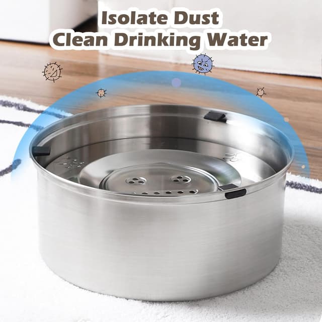 Detalle de CAISHOW 3L/106 oz No-Spill Stainless Steel Dog Water Bowl with Slow Feeder