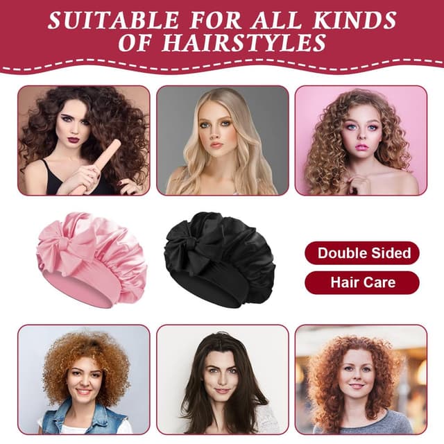 Thumbnail 4 de ACWOO Seidenhaube Satin Schlafmütze 2er-Pack 🧖♀