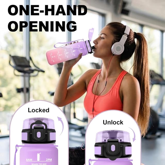 Detalle de JAPORIA Gourde 1L avec filtre, repères de temps et sangle de transport