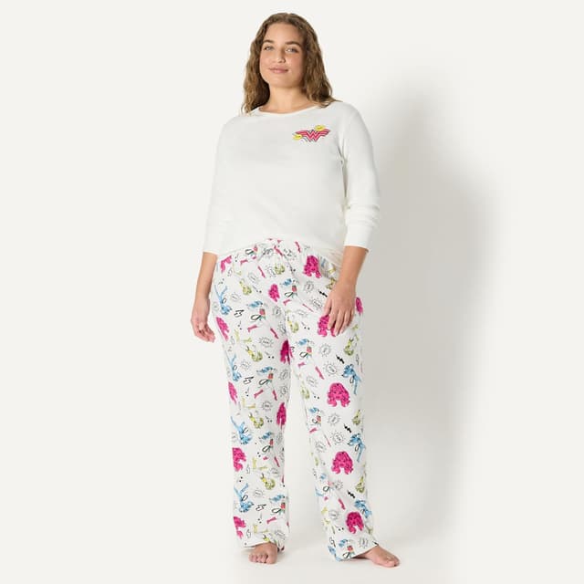 Detalle 2 de Amazon Essentials Damen Schlafanzug-Set aus Baumwollflanell mit Rundhals-T-Shirt (Schlaf-Sets)