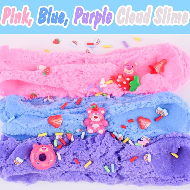 Detalle de Pink Cloud Slime Kit – Super Soft Strawberry Bear Scented Slime Set with Resin Charms (8 oz)