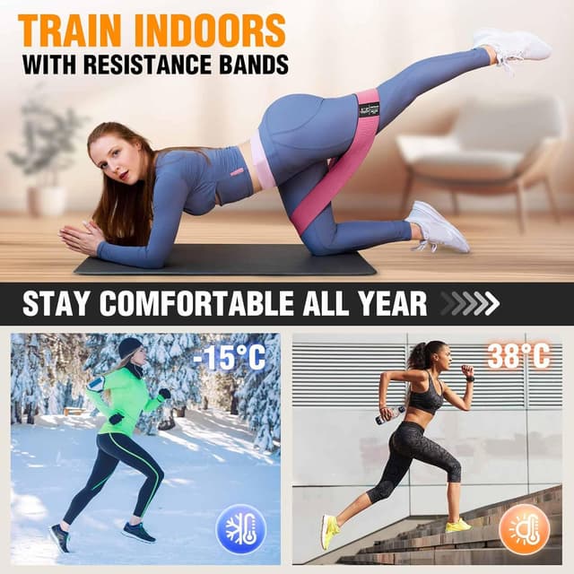 Thumbnail 6 de Fabric Resistance Bands Set for Women and Men (Light/Medium/Heavy) for Glutes, Thighs, Yoga, Pilates & Rehab