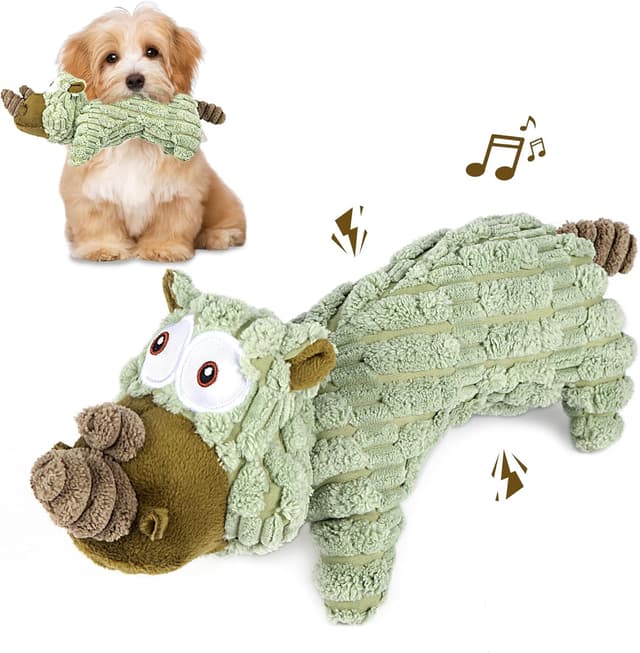 Detalle de LIINOOVATE Rhino Plush Squeaky Dog Toy for Large Dogs (Christmas-style lamb/chop plush)