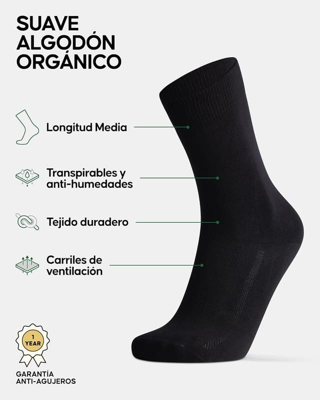 Detalle 2 de DANISH ENDURANCE Calcetines algodón orgánico 6 pack