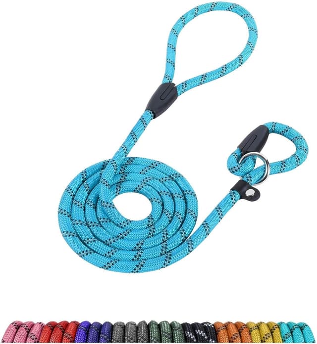 Detalle de Loutep slip lead for dogs 1.8m rope leash with reflective stitching