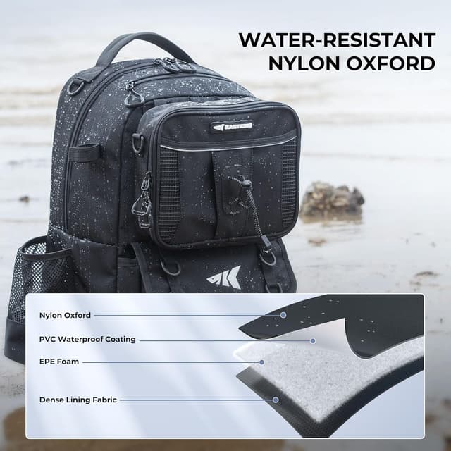 Detalle 2 de KastKing BaitSpace 50L Fishing Tackle Backpack (Removable Bait Binder, 2 Rod Holders)