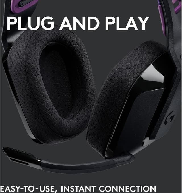 Detalle de Logitech G535 LIGHTSPEED Wireless Gaming Headset (black) – lightweight on-ear, flip-to-mute mic