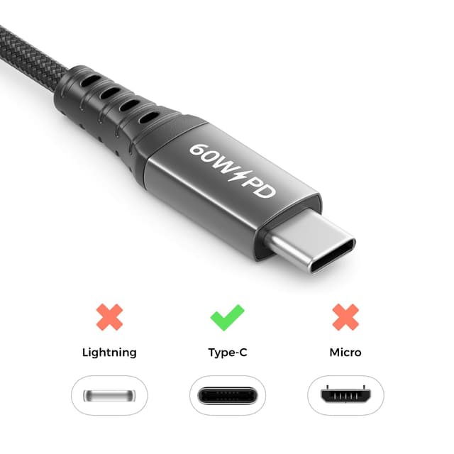 Detalle de deleyCON : lot de 3 câbles USB-C USB-C 0,5 m / 1 m / 2 m avec charge rapide 60 W (PD 3.0 PPS)