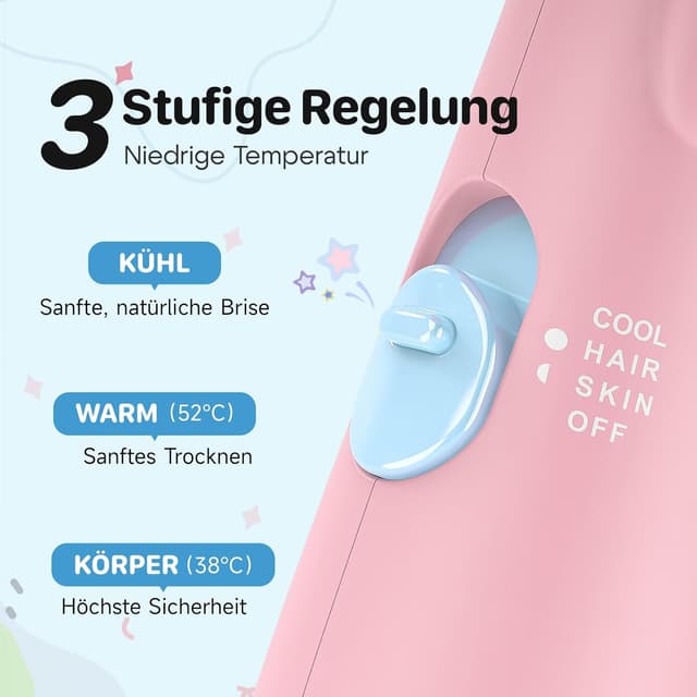 Detalle 2 de feekaa Kinderfön 550W MiniFöhn Rosa