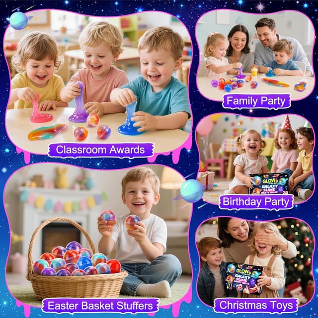 Detalle de Hapikids Galaxy Glowing Slime Set 24-teilig