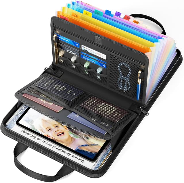 Detalle de ABC life Important Document Organiser Wallet with 13 pockets, fireproof expanding A4 file folder