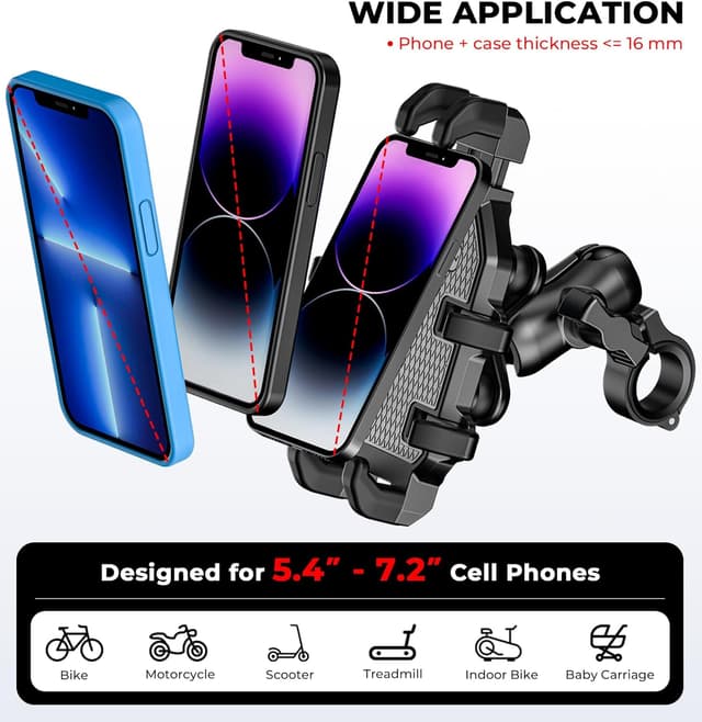 Thumbnail 4 de VAZESWIN Motorcycle Phone Mount 5.4-7.2"
