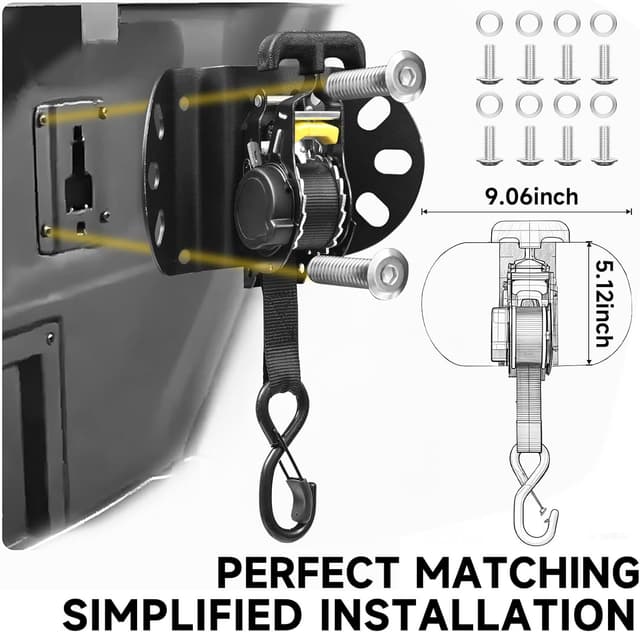 Detalle de Retractable Ratchet Straps for 2015-2025 Ford F-150 (2-Pack), Self Retractable Tie-Downs, 1" x 10', 1500 lb Break Strength, Black