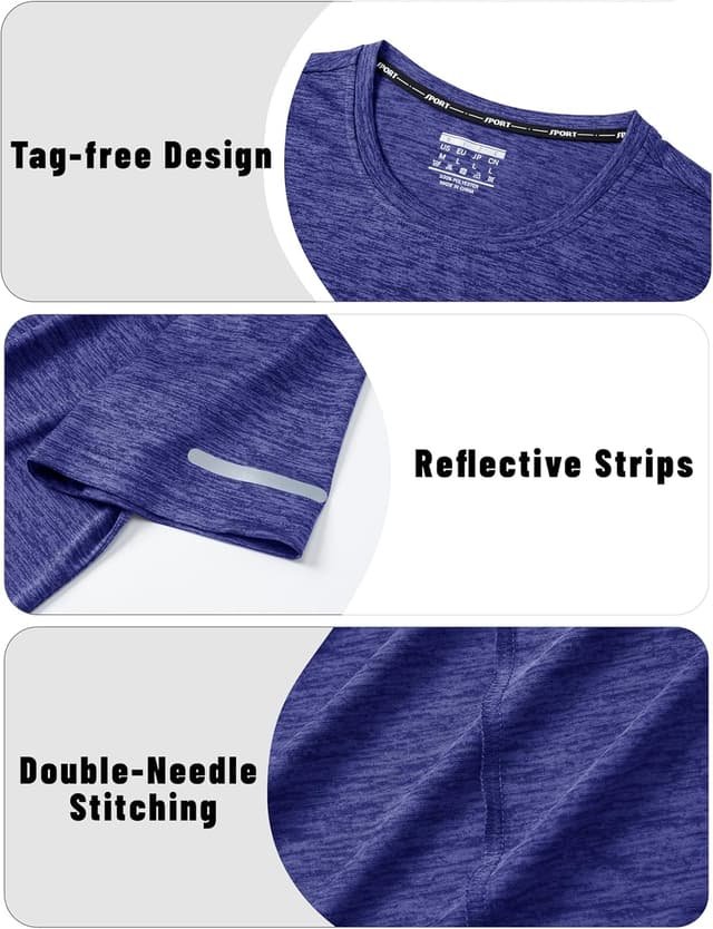 Detalle 2 de KEFITEVD Men’s Quick Dry Sport T-Shirt (Short Sleeve, 4-way stretch)