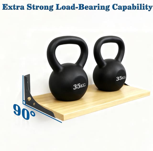 Thumbnail 6 de Mooche Black 90 Degree L Shelf Support Brackets (6Inch) for Floating Shelves