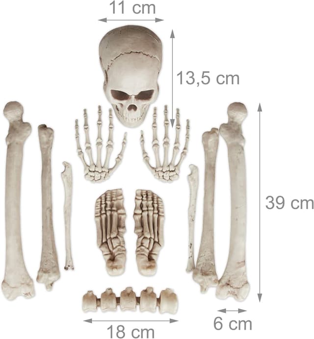 Detalle de Relaxdays – Lot de 12 os décoratifs pour Halloween, décor d’horreur XXL (squelette, intérieur/extérieur)