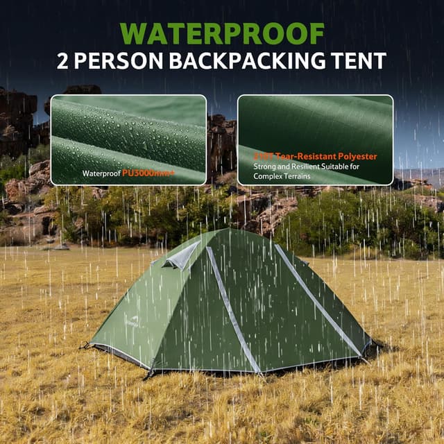 Detalle 2 de Naturehike Bleik tenda a cupola ultraleggera per 2-3 persone (2 tende) per trekking, campeggio e ciclismo