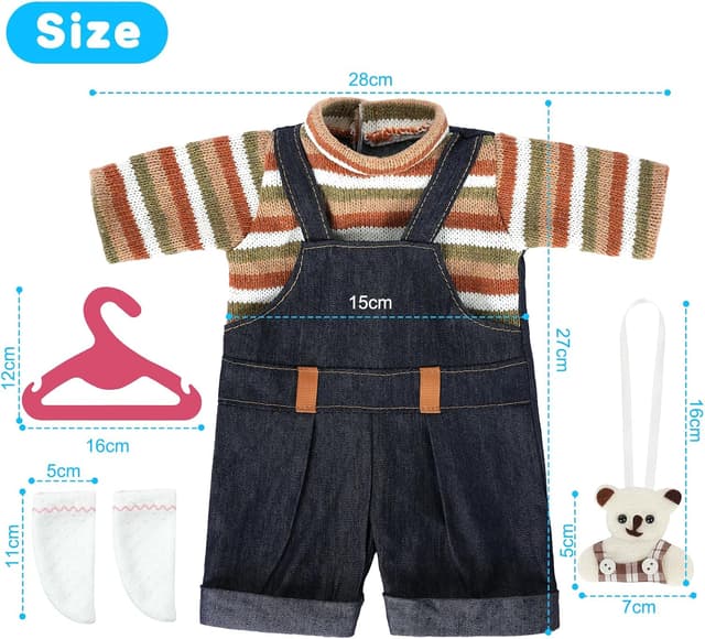 Detalle de Aolso Puppenkleidungsset für Puppen von 35–45 cm (14–18 Zoll) – Kleidung, Bär, Socken & Kleiderbügel