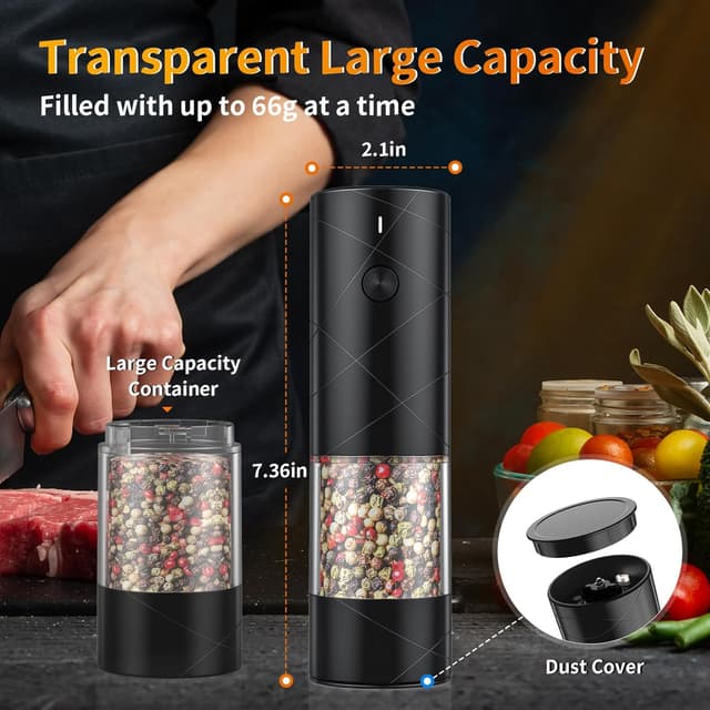 Detalle 1 de Lidaop 2Pack Electric Salt & Pepper Grinder Set