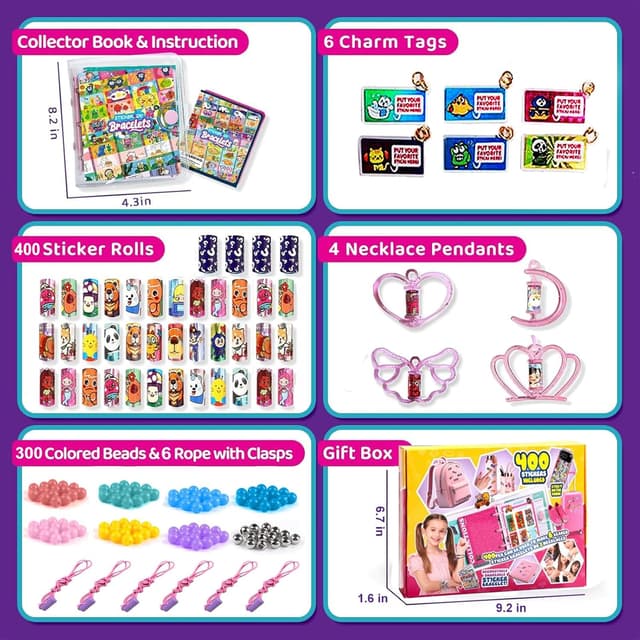 Detalle de Afufu Sticker Bracelet Making Kit for Girls (Age 3+), 400 Mini Holographic Stickers & Collecting Album