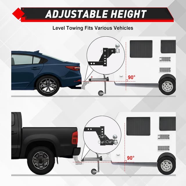 Thumbnail 6 de TYT Adjustable Tri-Ball Trailer Hitch 2 in Receiver 10000/1000