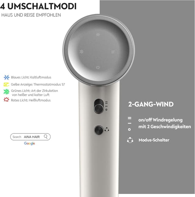 Detalle de AINA Hochgeschwindigkeits Haartrockner 150.000 U/min
