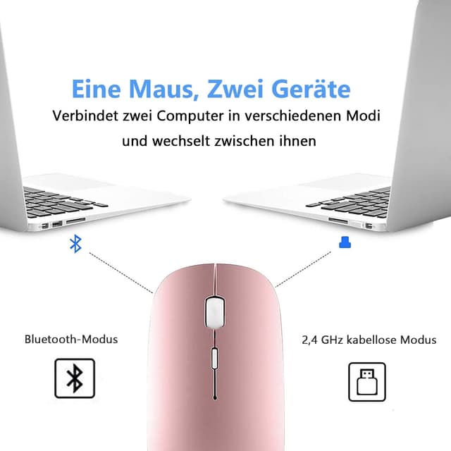 Detalle de LEAPEST kabellose Dual-Mode Bluetooth- und 2,4-GHz-Maus (Roségold) für MacBook, iPad, Laptop & Desktop