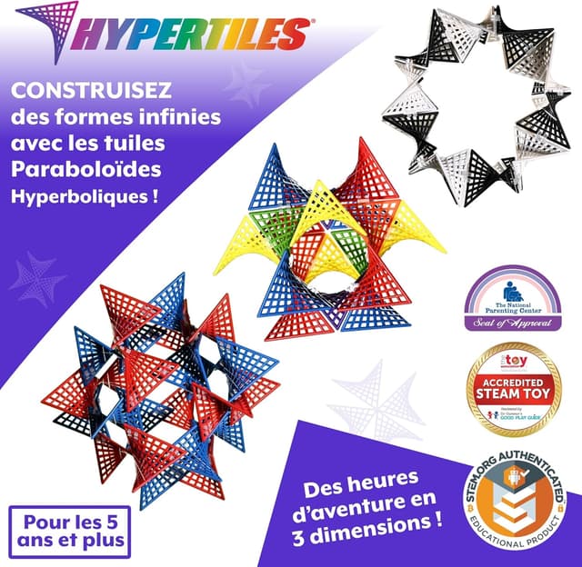 Thumbnail 1 de Hypertile Hyperbolique STEM 3D (48 tuiles & 80 connecteurs) Fun in Motion Toys