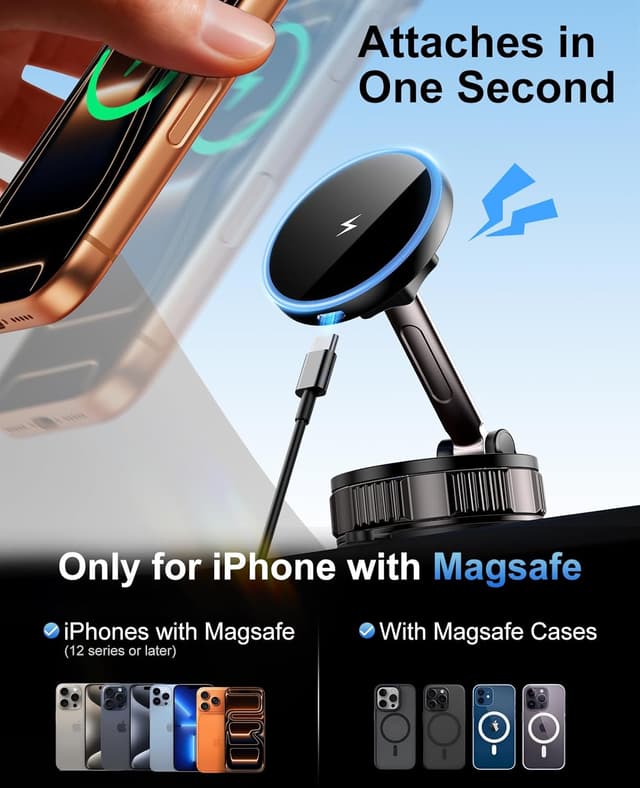Detalle 2 de QUZUDN iPhone MagSafe Car Mount 15W