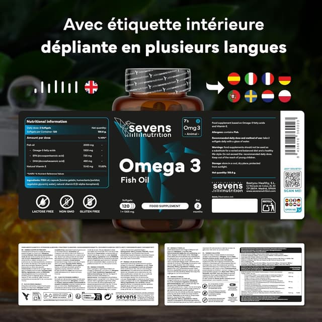 Thumbnail 6 de Omegatex Omega 3 2000 mg Huile Poissons Sauvages