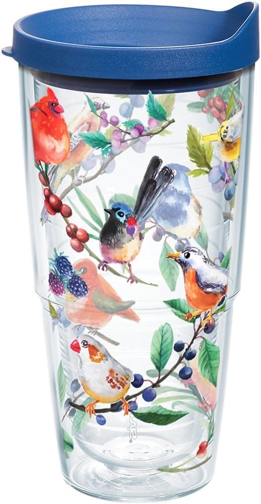 Detalle de Tervis Watercolor Songbirds double-wall insulated tumbler, 24 oz, clear