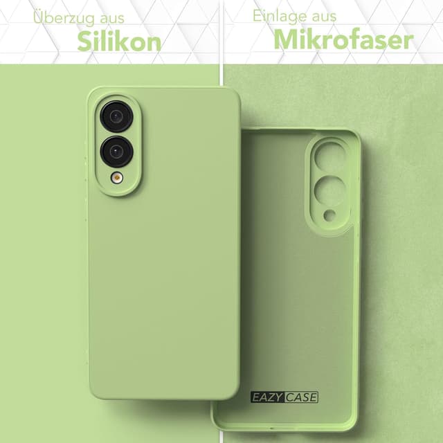 Detalle de EAZY CASE Silikonhülle für Galaxy S25 Edge – mattschützendes TPU/TPU-ähnliches Cover mit Kameraschutz (Hellgrün)