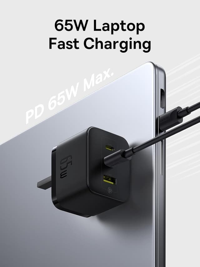 Detalle de Baseus 65W USB‑C 3‑Port GaN Charger