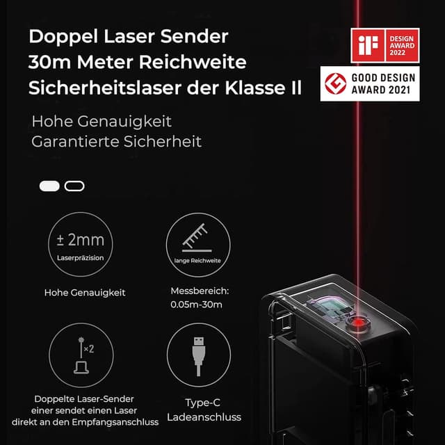 Detalle 2 de HOTO Laser Entfernungsmesser 30 m für точ