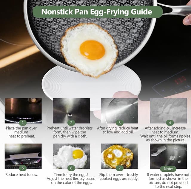 Detalle 2 de Vocvee 12-Inch Nonstick Frying Pan with Lid (Hybrid Stainless Steel, Stay-Cool Handle)