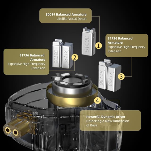 Detalle de KZ ZS12 Pro 2 USB-C Wired In-Ear Monitor Headphones (Black, with Mic)