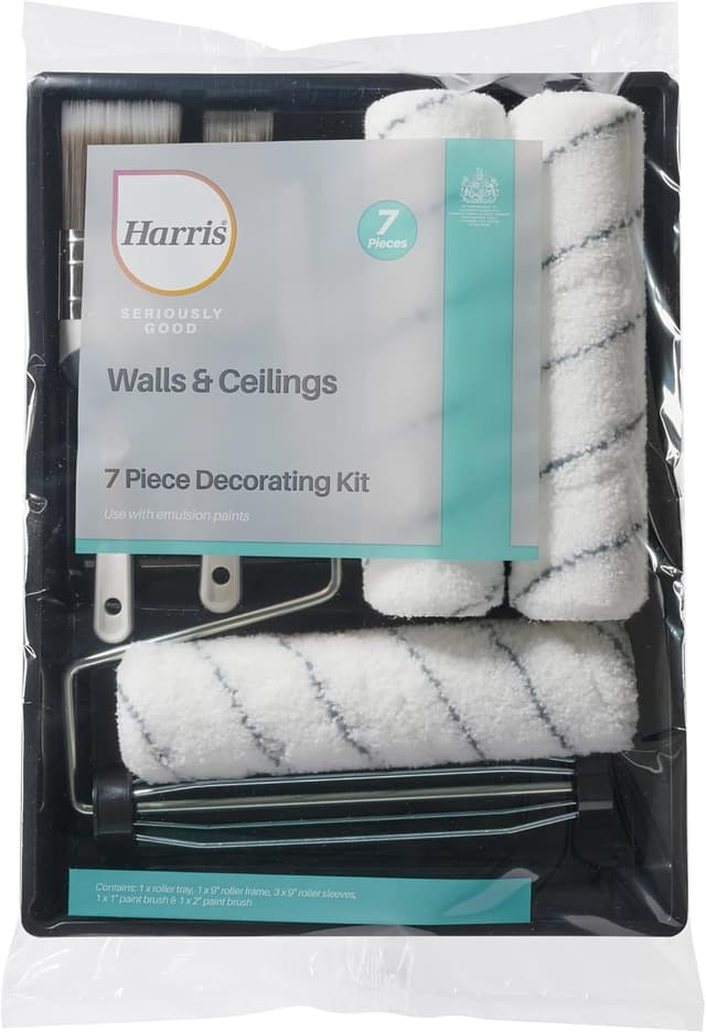 Detalle de Harris Seriously Good Walls & Ceilings Decorating Kit (7 pieces) with 9in roller, brushes & tray