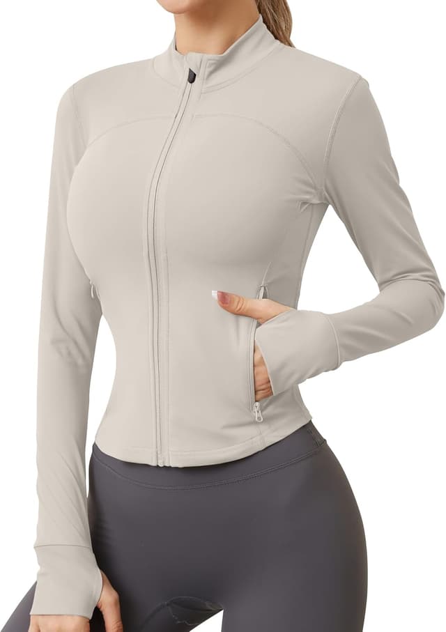 Detalle de IECCP Damen Sportjacke / Laufjacke mit Daumenloch und 2 Reißverschlusstaschen