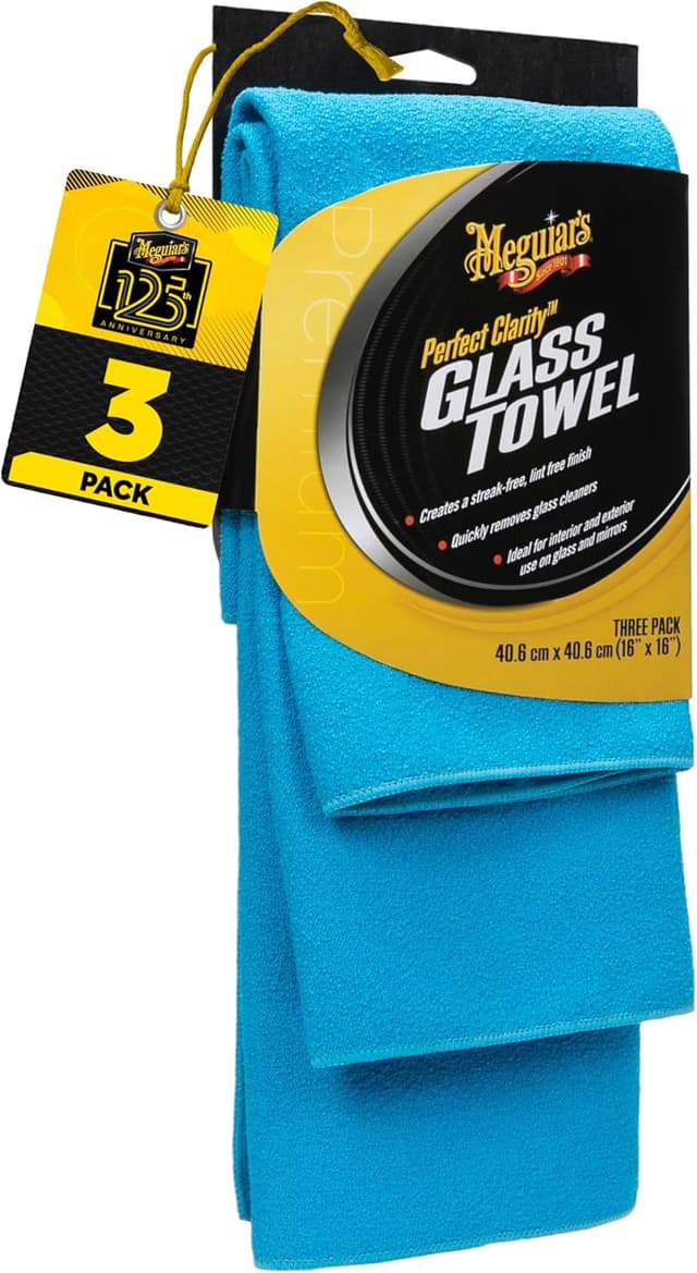 Detalle de Meguiar's Perfect Clarity Glass Towels (3-Pack) — Premium Streak-Free, Lint-Free Microfiber for Windows & Windshields