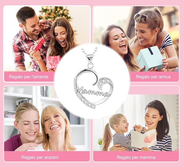 Detalle 2 de GUOYU collana con cuore brillante per la Festa della Mamma