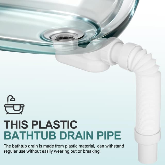 Detalle de HOMSFOU flexibles Wannenabfluss-Set für freistehende Badewannen (Ablaufrohr + Ablauf-Set)