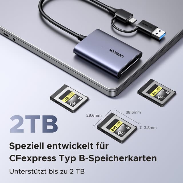 Detalle 2 de UGREEN CFB CFexpress Type B Kartenleser 1250MB/s
