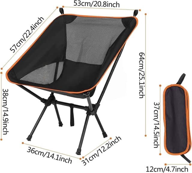 Detalle 2 de Nestling Portable Ultralight Folding Chair (Orange) – camping, picnic, fishing & hiking