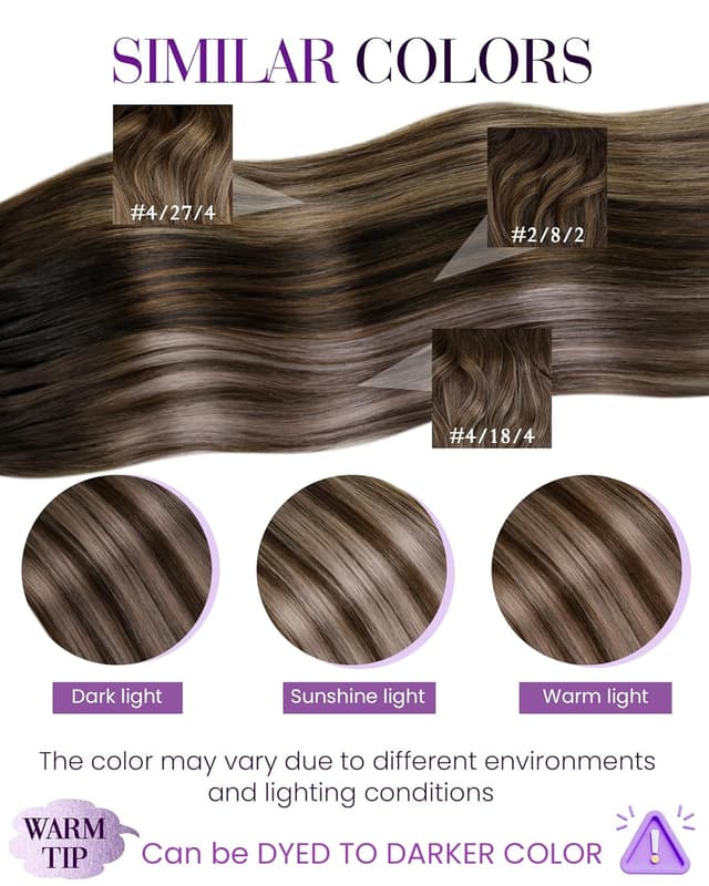 Detalle de LaaVoo Bondings Extensions Echthaar Braun/Balayage (Remy) – Keratin Bondings, 45 cm, #4/18/4