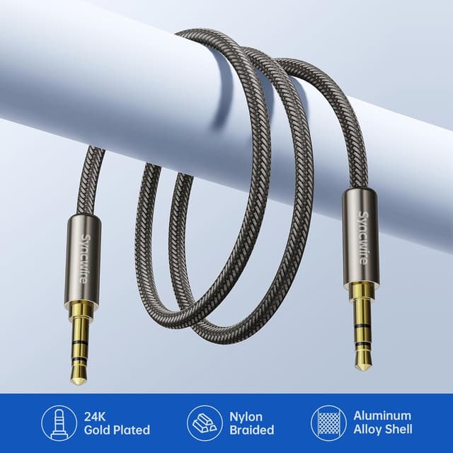 Detalle 2 de SyncWIRE 3,5 mm Audio Kabel Nylon Geflochten 0,5 m Kopfhörer