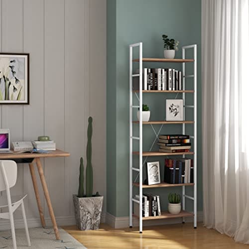 Thumbnail 3 de WOLTU Estantería Alta 6 Niveles Roble y Blanco 🪵