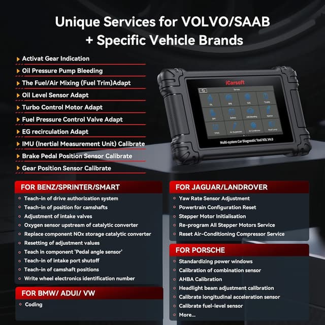 Detalle 2 de iCarsoft VOL V4.0 bidirectional diagnostic scan tool for Volvo/SAAB (OBD2) with Auto VIN