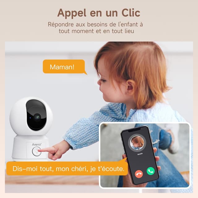 Thumbnail 4 de ARENTI Babyphone 2 Caméras 1080p moniteur bébé avec VOX 🌙