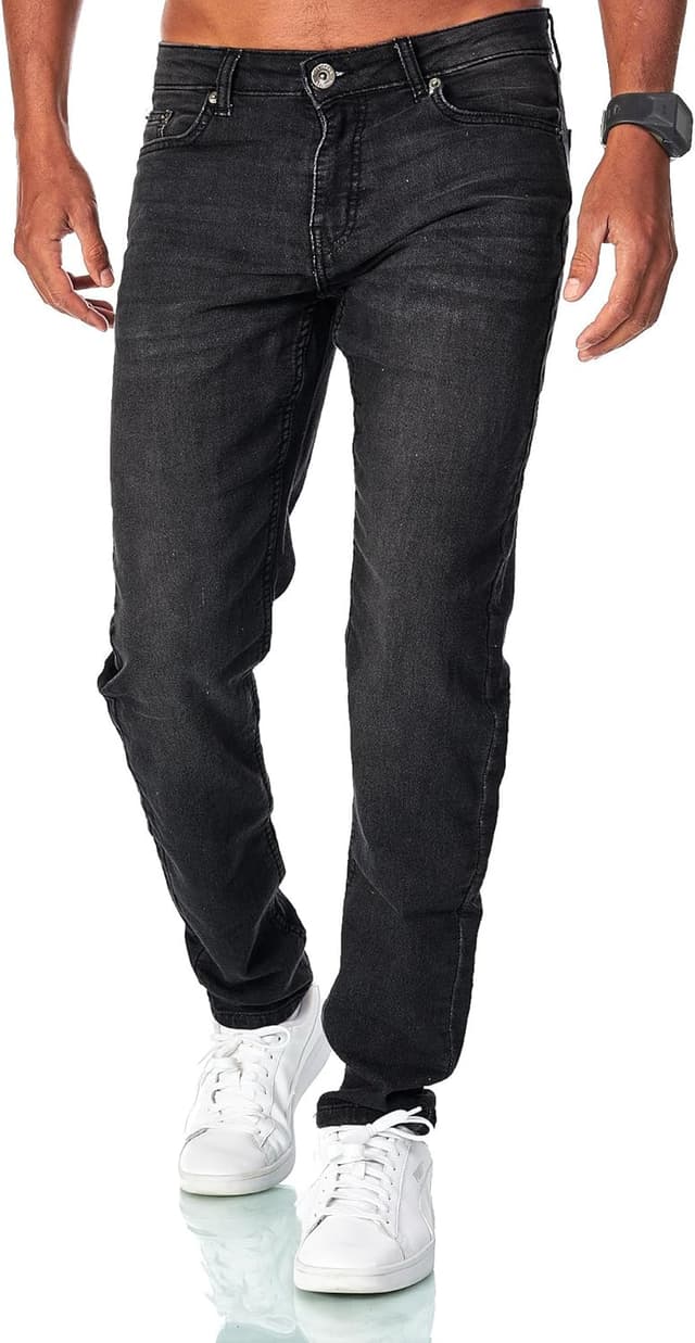 Detalle 2 de JEEL Herren Sweat-Jeans im Regular-Fit Straight-Cut: bequeme Jeansoptik mit Stretch & Sweat-Komfort